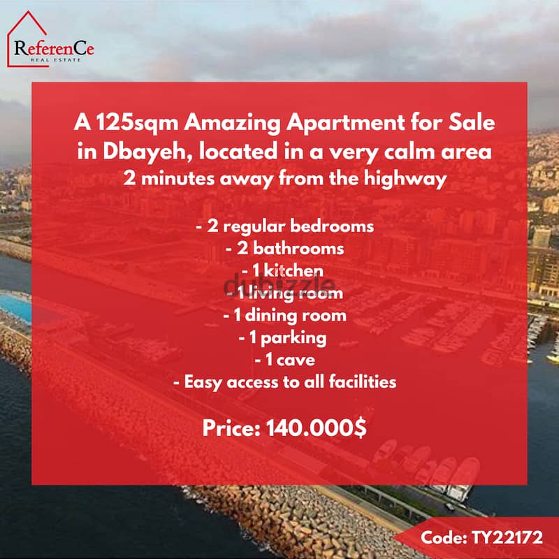 Amazing Apartment for Sale in Dbaye  شقة للبيع في ضبية 0