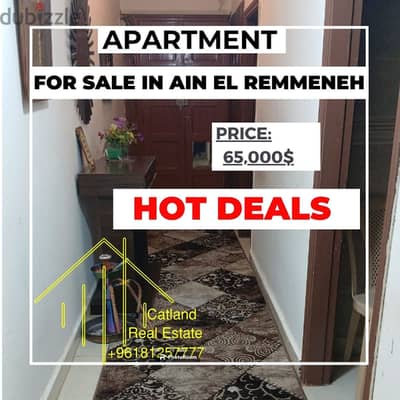 Apartment for sale in Ain Remmeneh $70K