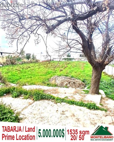 Prime Location 1535 sqm Land for sale in Tabarja !!!