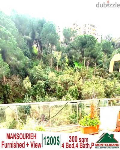 Semi Furnished 300 sqm Duplex for rent in Mansourieh + mountains view