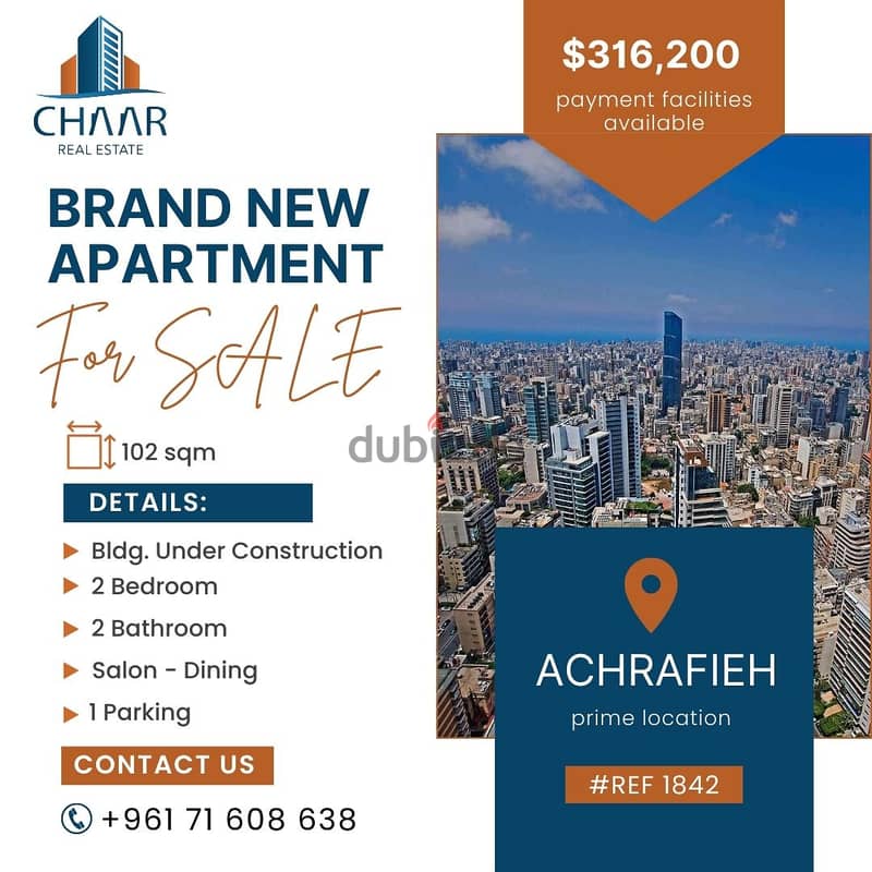 R1842 Under Construction New Project in Achrafieh | Prime Location 0