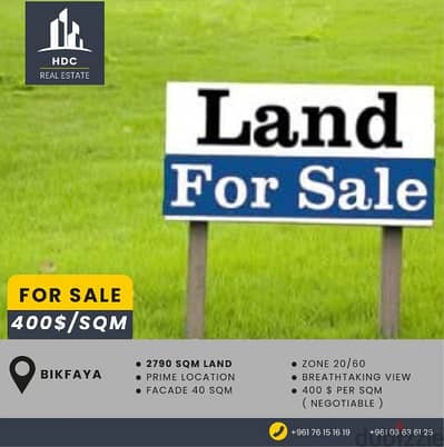 Bikfaya Prime Land 2790 sqm zone 20/60