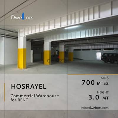 Warehouse for rent in HOSRAYEL - 700 MT2 - 3.0 M Height