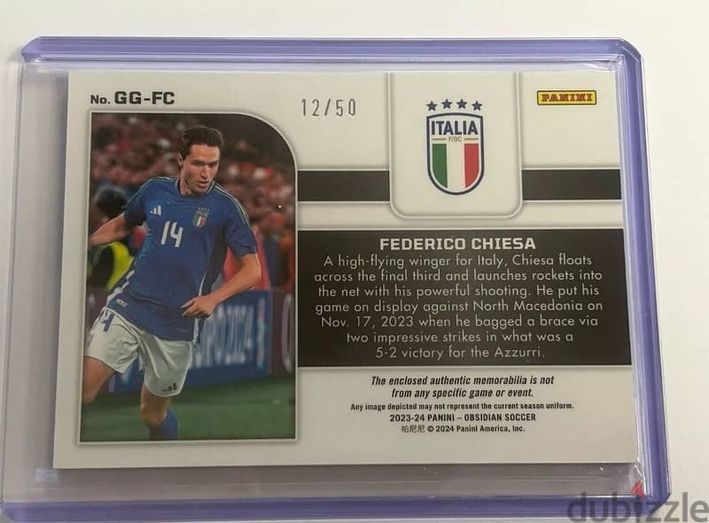 2023-24 Obsidian Federico Chiesa Galaxy Gear Jersey #/50 Italy 1