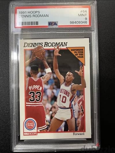 91-92 NBA Hoops -Dennis Rodman,Scottie Pippen - Graded PSA 9 Rare card