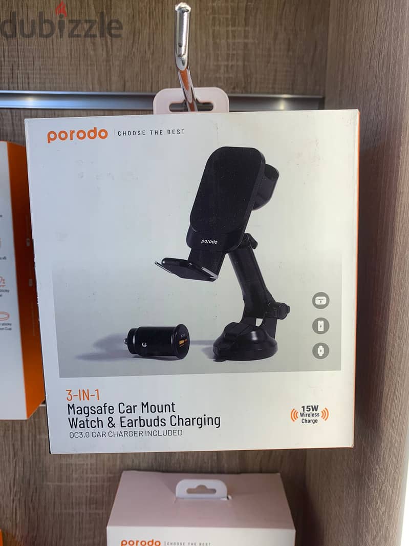 Porodo magsafe car mount PD-3IN1CMT 0