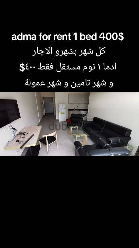 adma 1 bed furnished 400$ كل شهر بشهرو الاجار 0