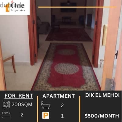 FURNISHED APARTMENT FOR RENT IN DIK EL MEHDI