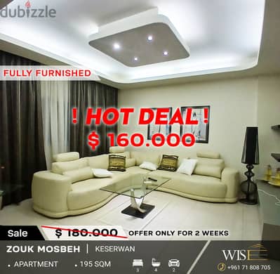 195 SQM Furnished apartment for SALE in Zouk Mosbeh!