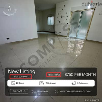 Apartment for Rent in Beit El Chaar