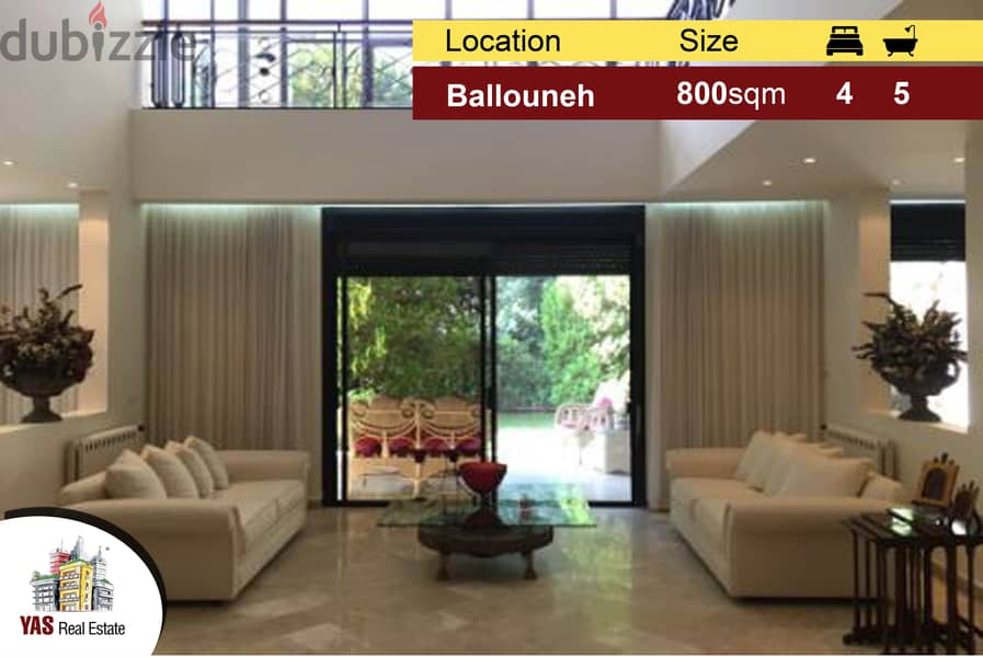 Ballouneh 800m2 villa + 300m2 garden - sea view - apartment for sale 0