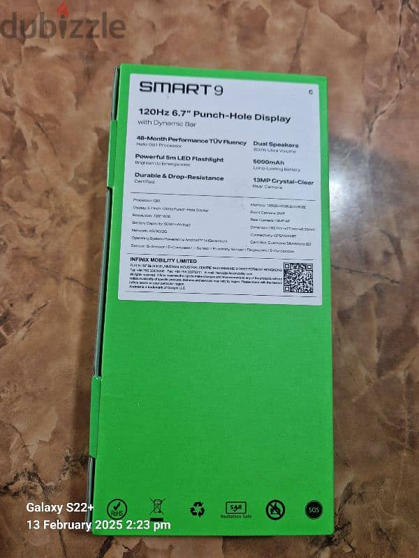 infinix smart 9 4+4ram 128gb new full package 90$ 7