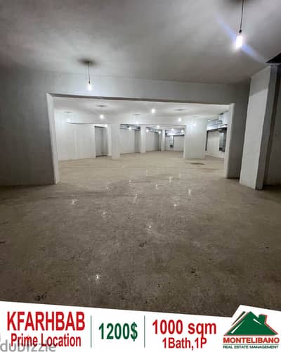 1000 sqm warehouse for rent in Kfarhbab!!