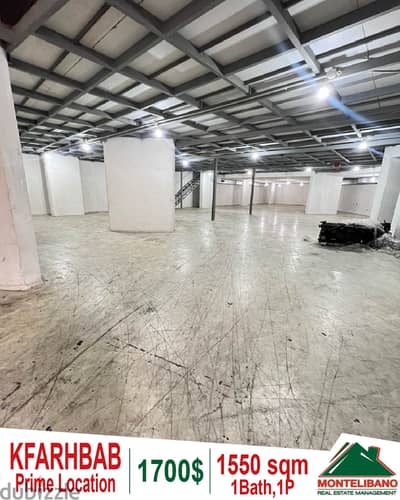 1550 sqm warehouse for rent in Kfarhbab!!