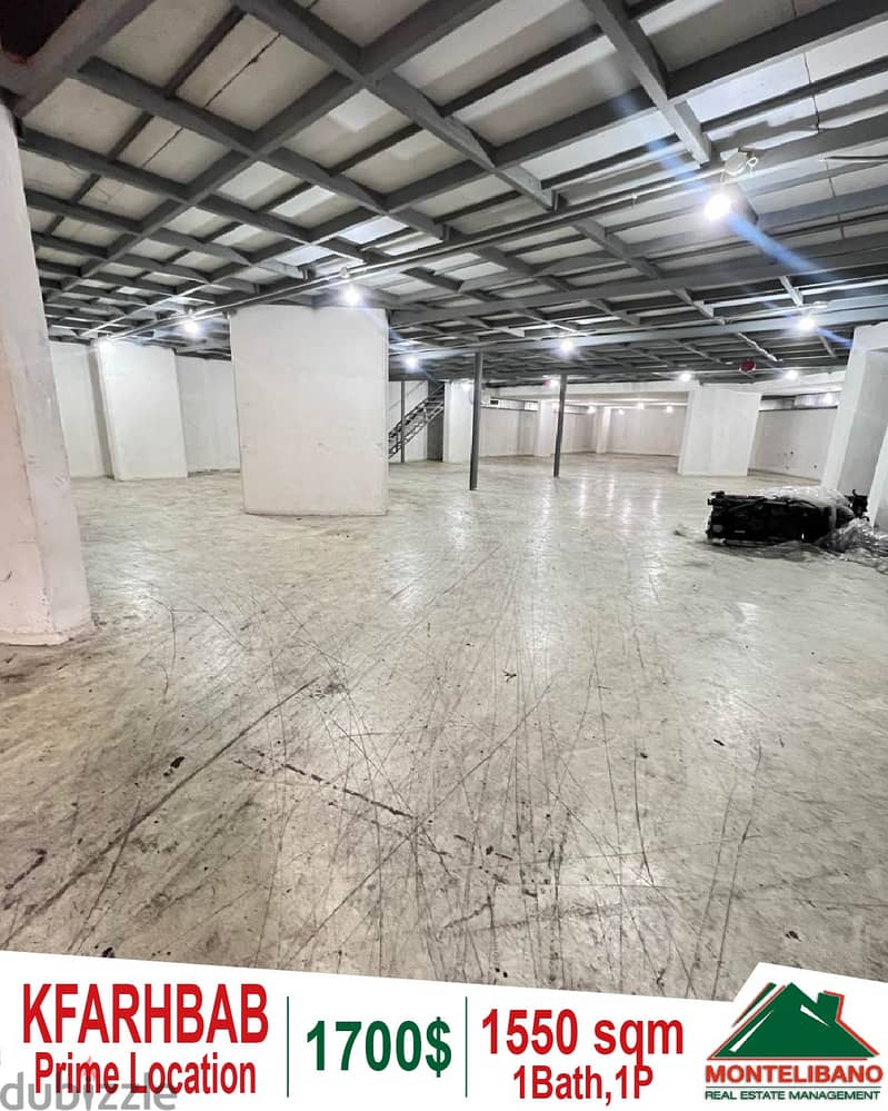 1550 sqm warehouse for rent in Kfarhbab!! 0