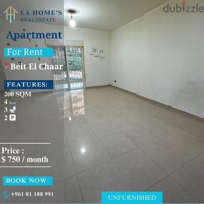 Apartment for rent in Beit el chaar شقة للايجار في بيت الشعار