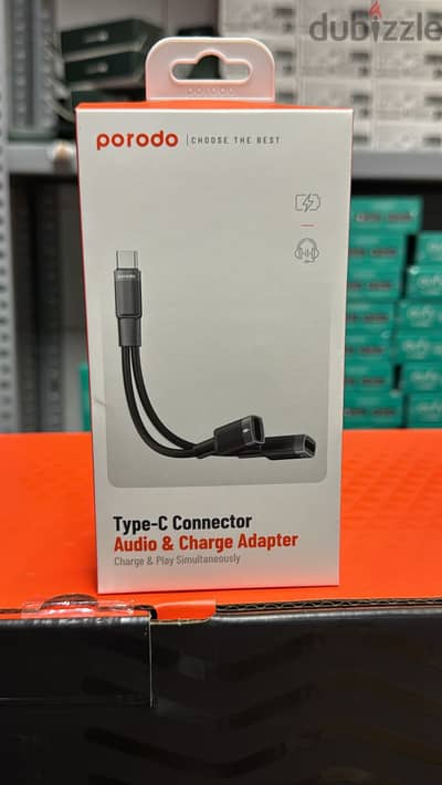 Porodo type-c connector audio & charge adapter