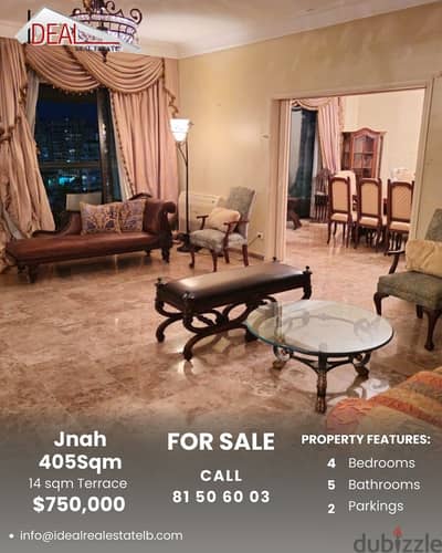 405SQM Unfurnished Apartment with Terrace for sale in Jnah REF#AR11044