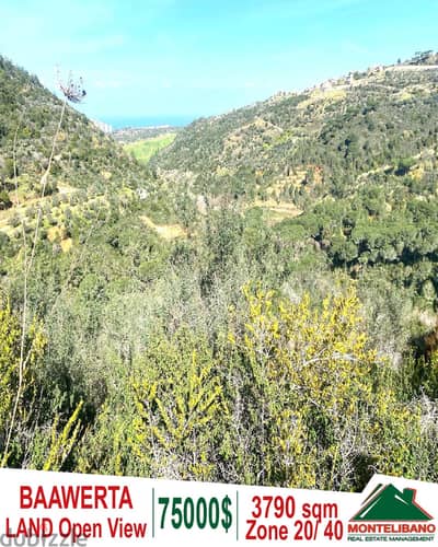 3790 sqm Land in Baawerta - Aley with unblockable mountains view