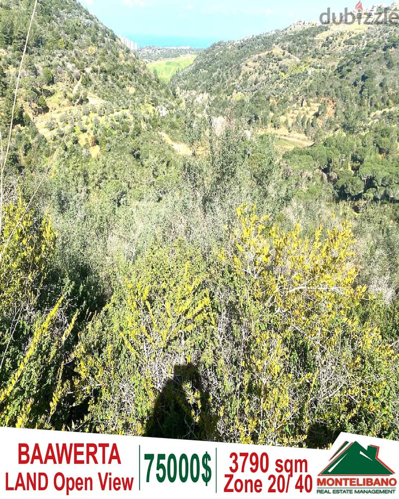 3790 sqm Land in Baawerta - Aley with unblockable mountains view 1