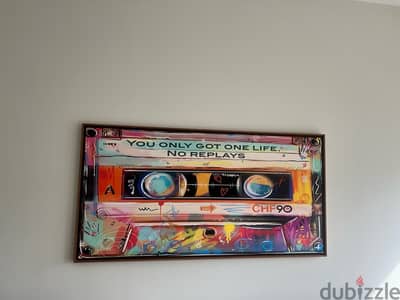 You only got one life no replay painting 160 x 80 cm with frame