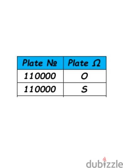 Plate number S  110000