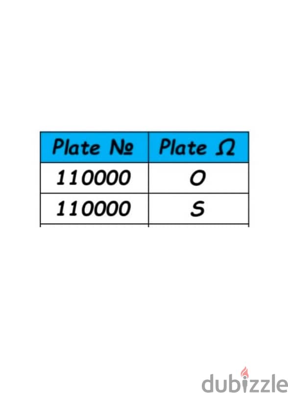 Plate number S  110000 0