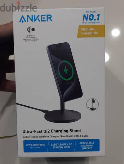 Anker MagGo Qi2 15w Wireless Charging Stand With Usb-c Cable