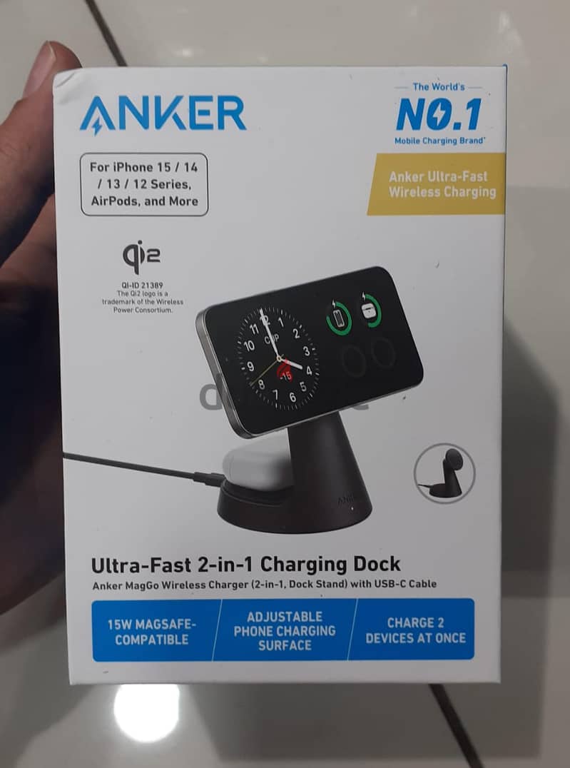 Anker MagGo 15w 2-in-1 Charging Dock Stand With Usb-c Cable 0