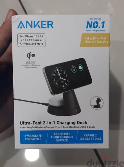 Anker MagGo 15w 2-in-1 Charging Dock Stand With Usb-c Cable Original