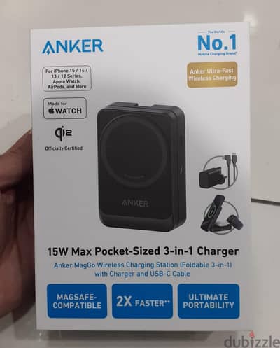 Anker MagGo 15w Wireless Charging Station (Foldable 3-in-1)