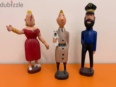 Wood figurines Tintin, Castafiore, Haddock handcarved