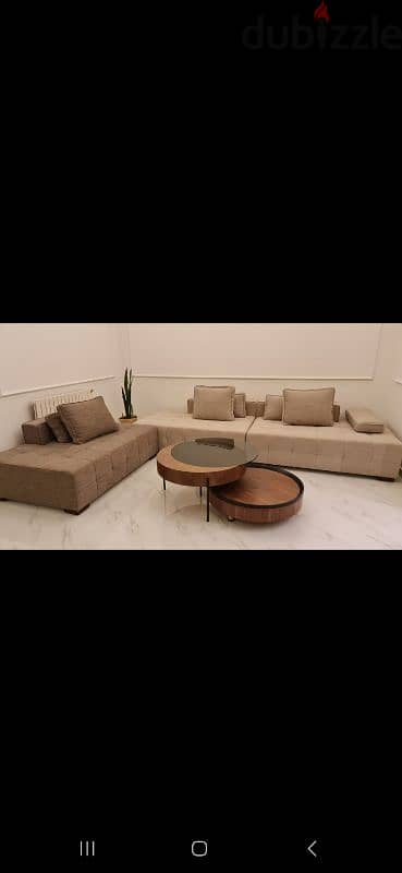 2 pcs coffee table wood and tempered glass 1