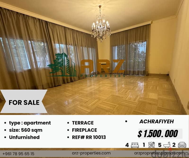 apartment for sale in achrafieh Ref#RR10013 0