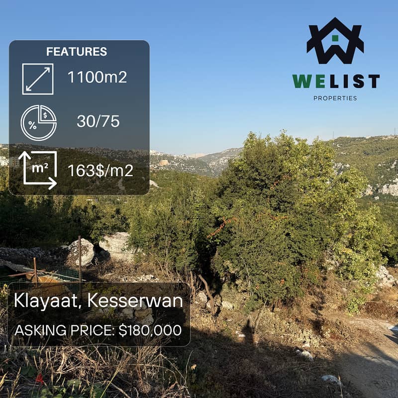 1100sqm Land for sale in Klayaat 0