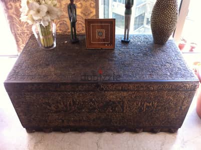 Antique Hand Carved Wood Chest