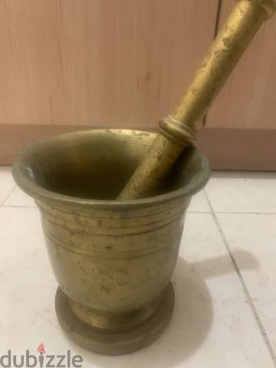 vintage brass mortar and pestle