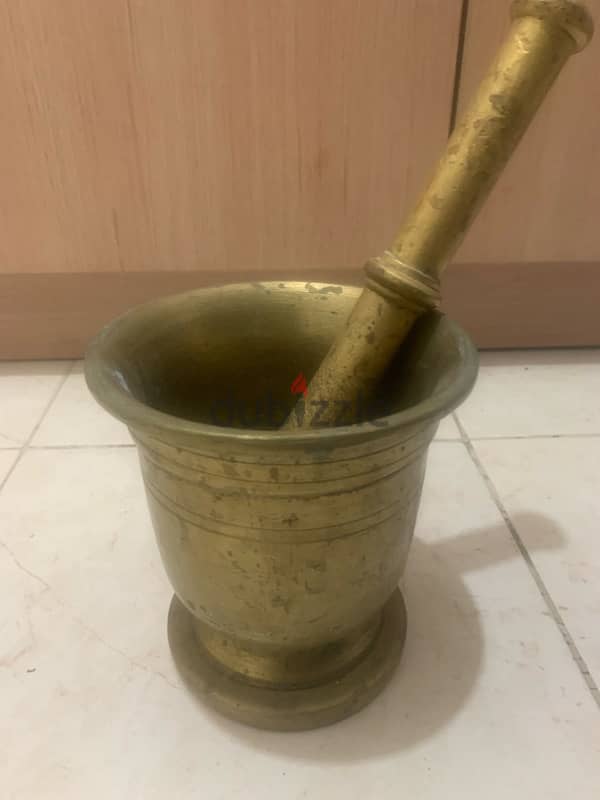 vintage brass mortar and pestle 1