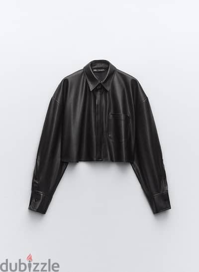 zara shirt black leather