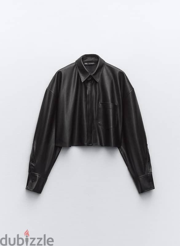 zara shirt black leather 0