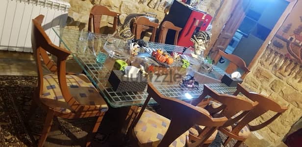 full dinning room (glass table + 8 chairs)