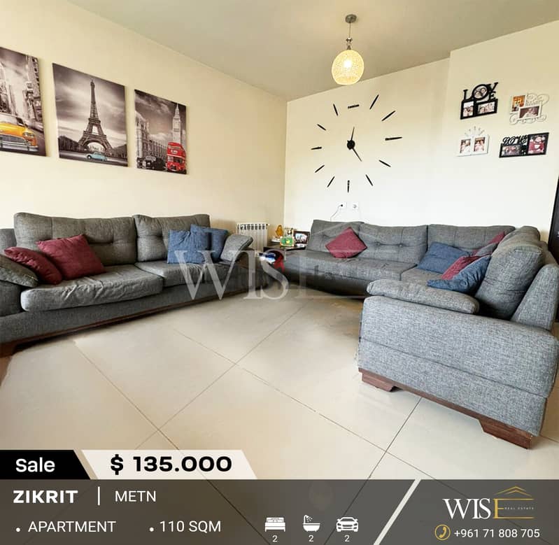 110 SQM Apartment for sale in Zikrit! 0