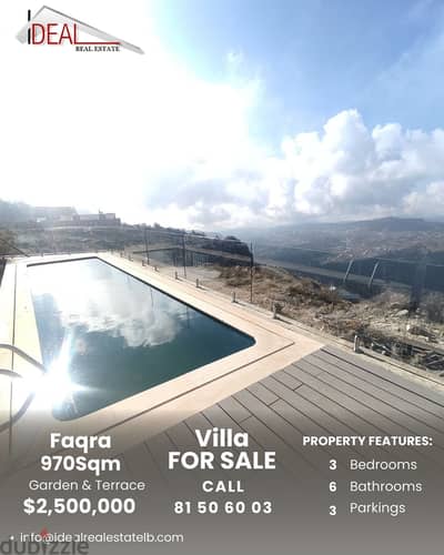 970 SQM  Villa with Garden & Terrace for sale in Faqra REF#CC2003