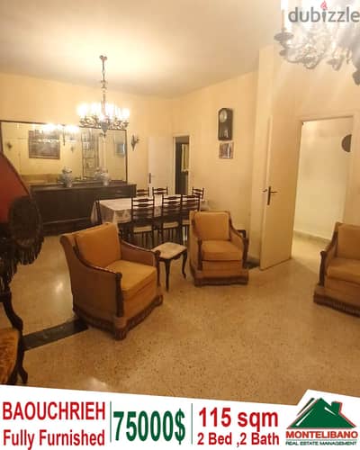 Fully furnished 115 sqm apartment for sale in Baouchrieh !!