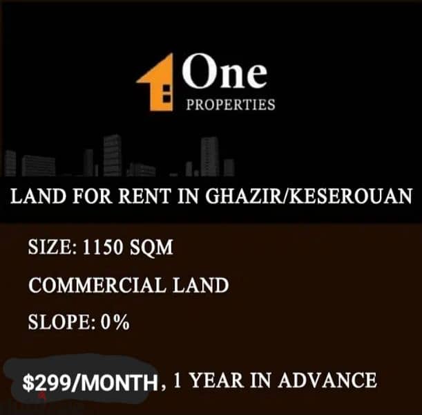 COMMERCIAL LAND FOR RENT in GHAZIR/KESEROUAN. 0