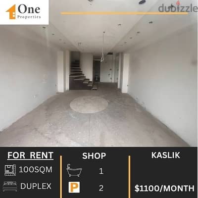 SHOP DUPLEX FOR RENT IN KASLIK