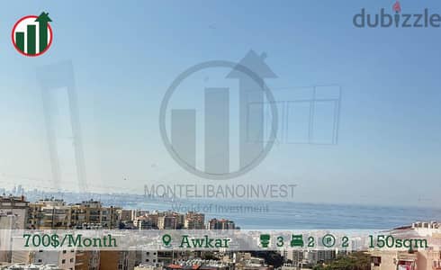 Apartment for Rent in Awkar with Sea View !!