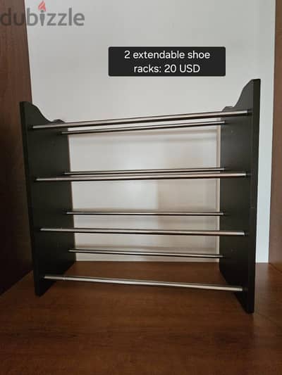 2 extendable shoe racks (10 USD each)