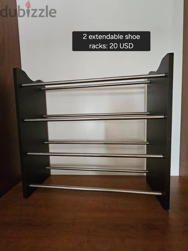 2 extendable shoe racks (10 USD each) 0