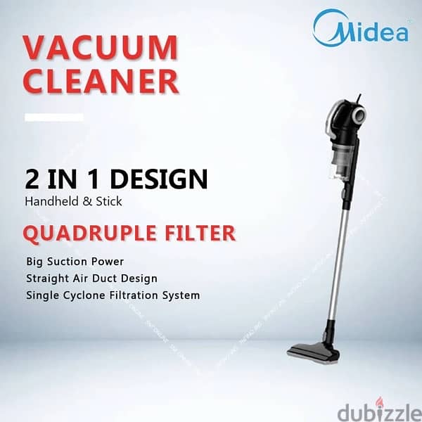 Midea 2 in 1 Handheld Stick Vacuum Cleaner, 450W, Black, 20S 1